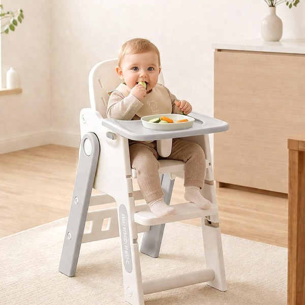 Фото - Стільчик для годування класичний Mealux Feedo White/Grey (KD-F033 White/Grey)